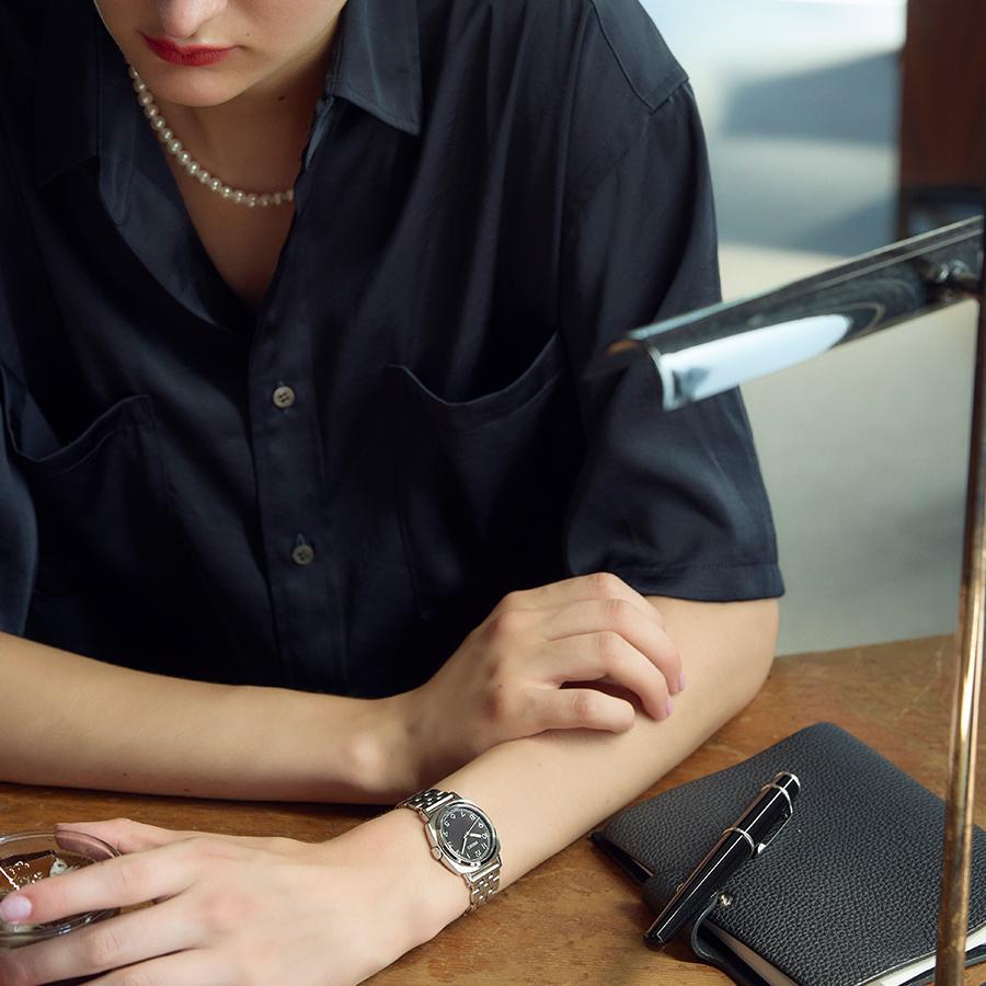 Seiko Selection The Steady Shop Exclusive Model STPX107 Women's Solar Cushion Watch with Black Dial and Metal Band, Released November 21st
