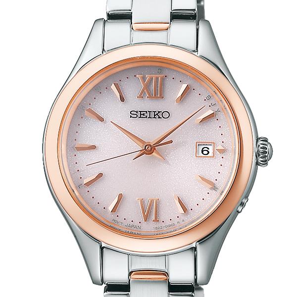 Seiko Selection S Series SWFH132 Women's Solar Radio-Controlled Watch, 3-Hand, Round, Pink Dial, Metal Band