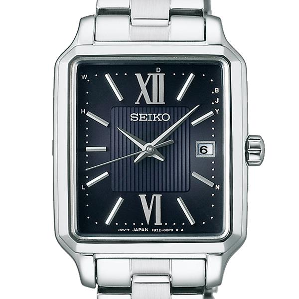 Seiko Selection S Series SWFH139 Women's Solar Radio-Controlled Watch, 3-Hand, Square Black Dial, Metal Band