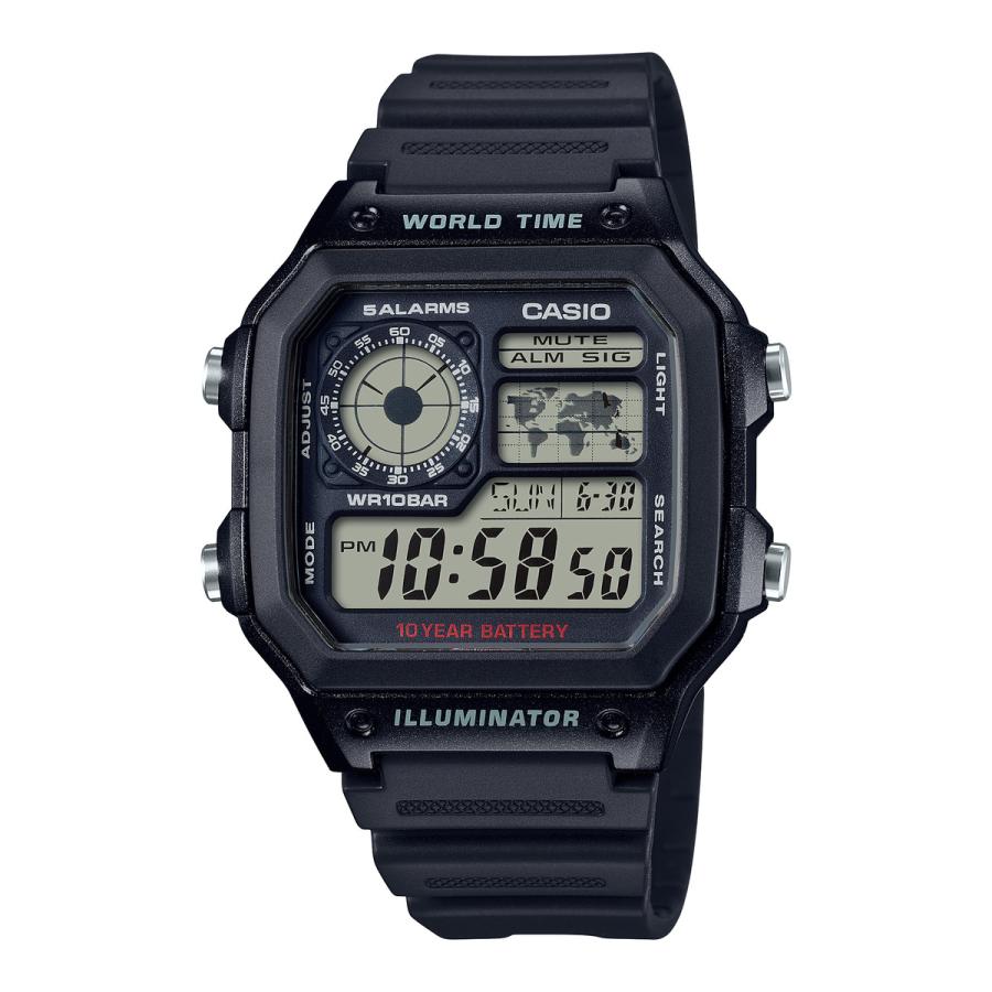 CASIO COLLECTION STANDARD AE-1200WH-1AJH JDM Black Digital World Time Men's Watch