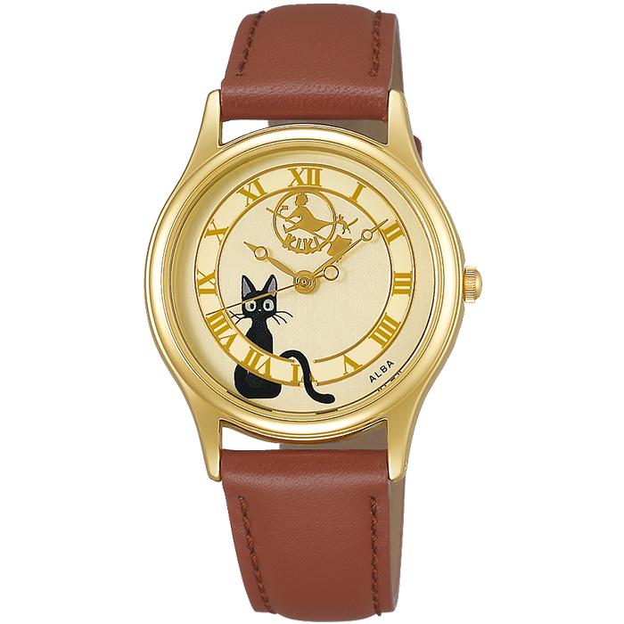 Alba Kiki's Delivery Service Jiji and Kiki Clock Tower Sign ACCK411 Women's Battery-Operated Quartz Watch with Leather Strap