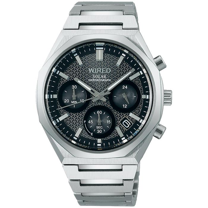 Seiko WIRED REFLECTION UPPER AGAD417 Men's Solar Chronograph Watch, Gray/Silver