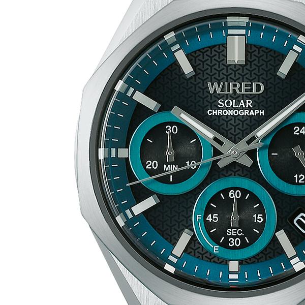Seiko WIRED REFLECTION UPPER AGAD418 Men's Solar Chronograph Watch, Green and Silver