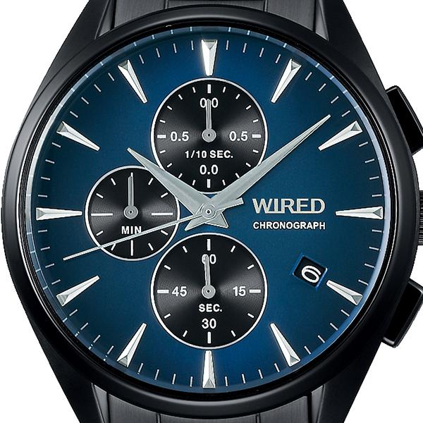 Seiko WIRED TOKYO SORA AGAT440 Men's Quartz Battery-Powered Chronograph Watch in Black and Blue