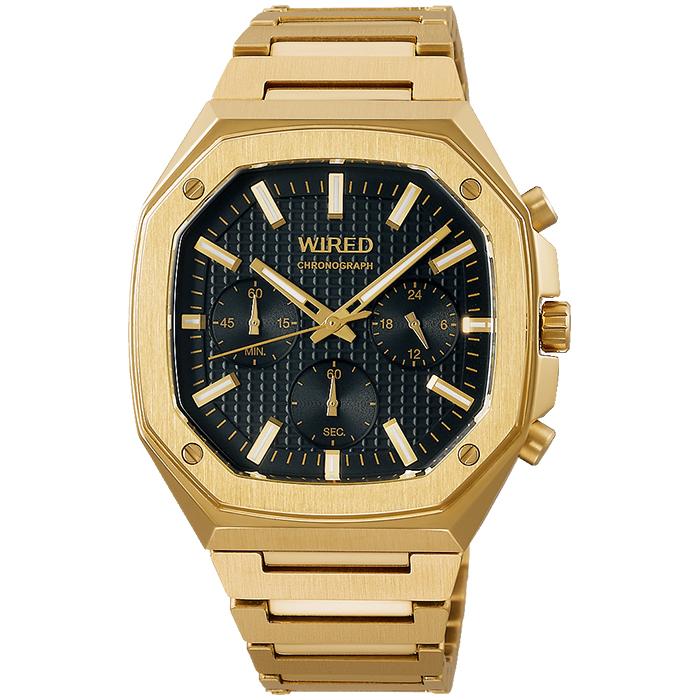 Seiko WIRED REFLECTION OCTAGON AGAT446 Men's Quartz Chronograph Watch, Gold
