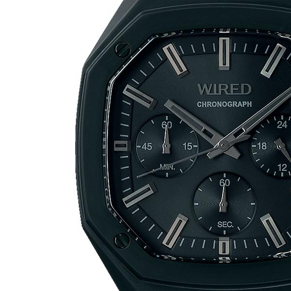 Seiko WIRED REFLECTION OCTAGON AGAT447 Men's Quartz Chronograph Watch, Black