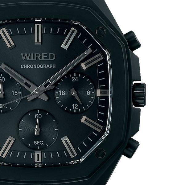 Seiko WIRED REFLECTION OCTAGON AGAT447 Men's Quartz Chronograph Watch, Black