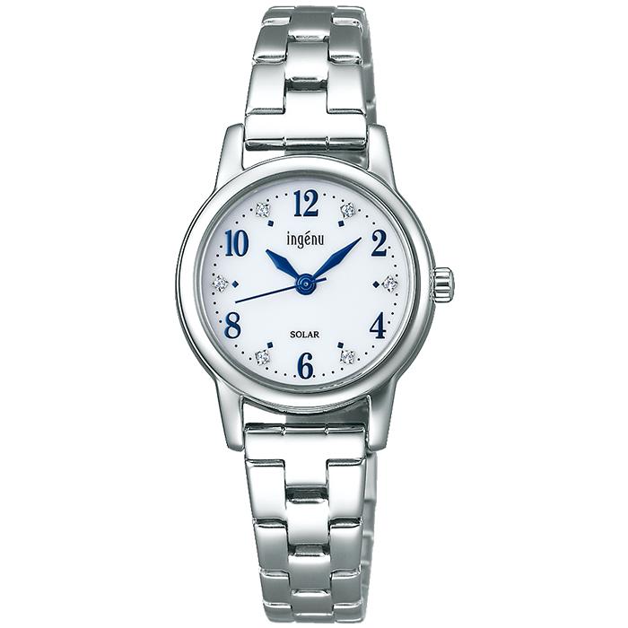 Alba Angenie Solar AHJD405 Women's Watch with Crystal Glass, White Dial, and Metal Band