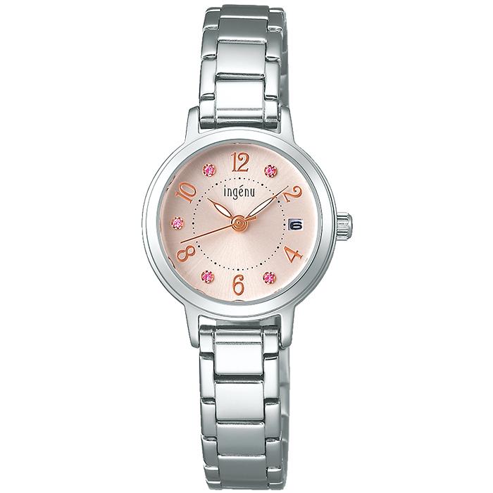 Alba Angeine Quartz AHJK445 Women's Battery-Operated Watch with Crystal Glass, Pink Dial, Metal Band, Calendar and Date Function