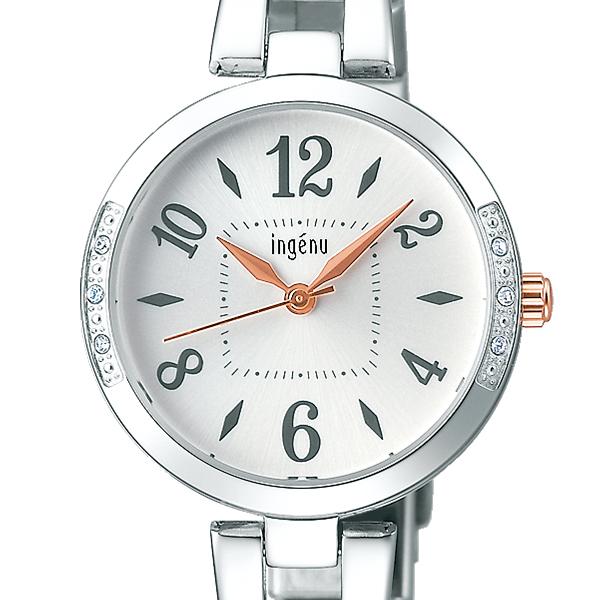 Alba Angeine Quartz AHJK448 Women's Battery-Operated Watch with Crystal Case, White Dial, and Metal Band