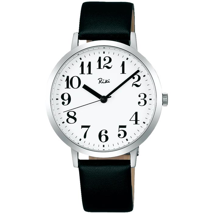 Alba Riki Standard AKPK424 Men's and Women's Quartz Watch, Battery-Operated, White Dial, Black Leather Strap