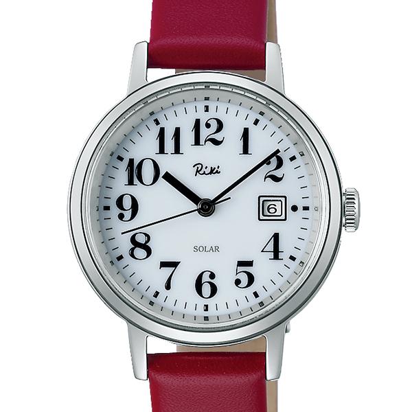 Alba Riki Solar AKQD401 Women's Watch with White Dial and Red Leather Strap