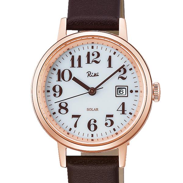 Alba Riki Solar Watch AKQD403 Women's White Dial Brown Leather Strap