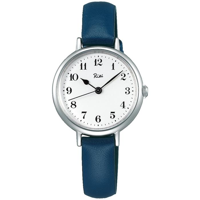 Alba Riki Classic Series AKQK445 Women's Quartz Watch with Leather Strap, White and Blue