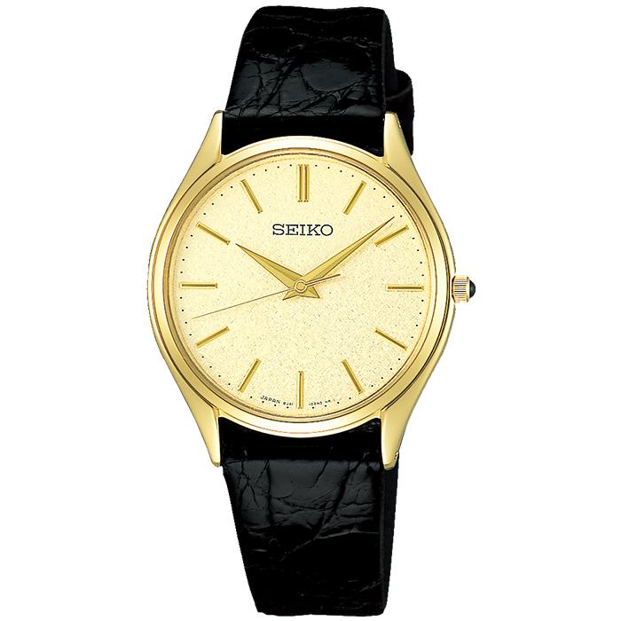 Seiko Dolce & Exceline Pair Quartz SACM150 Men's Leather Band Gold/Black
