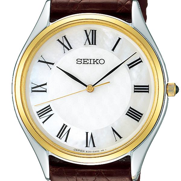 Seiko Dolce & Exceline Pair Quartz SACM152 Men's Leather Band White/Brown