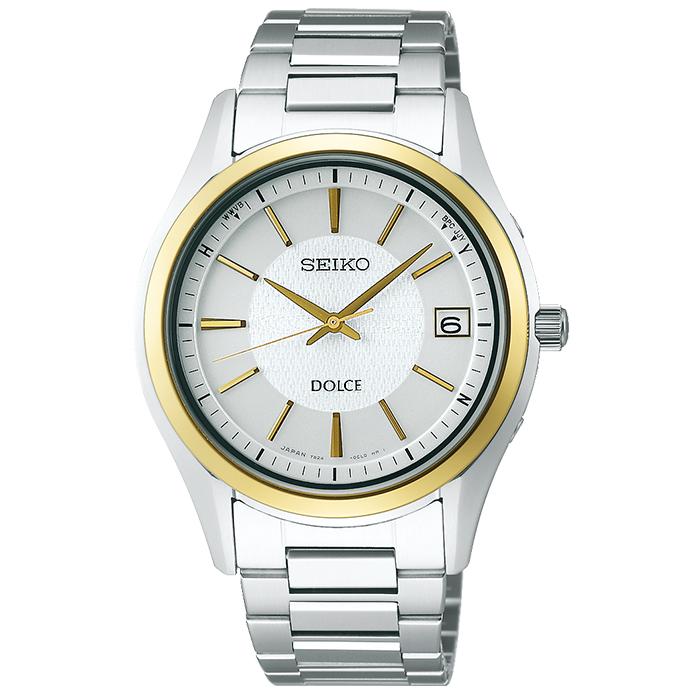 Seiko Dolce & Exceline Dolce SADZ188 Men's Solar Radio-Controlled Titanium Metal Band White