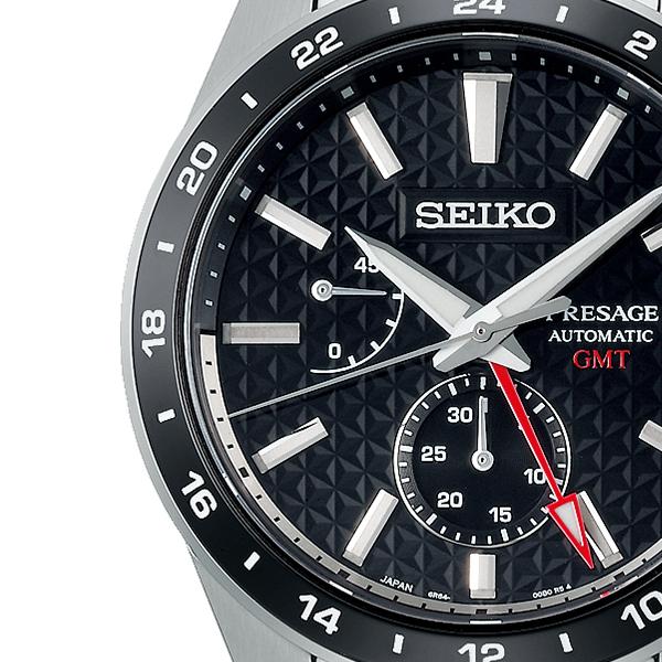 Seiko Presage Sharp Edged Series GMT SARF005 Men's Mechanical Watch with Hemp Leaf Pattern Dial, Black, Exclusive