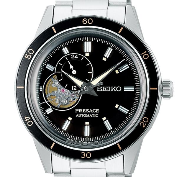 Seiko Presage Style 60's SARY191 Men's Mechanical Automatic Watch with Open Heart Movement, Black