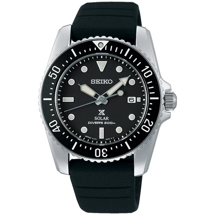Seiko Prospex DIVER SCUBA SBDN075 Men's Solar Silicone Watch, Black