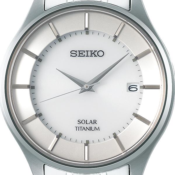 Seiko Selection Pair Solar Men's Watch SBPX101 Titanium Date Calendar White