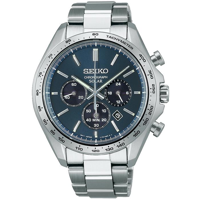 Seiko Selection S Series SBPY163 Men's Solar Chronograph Watch, Blue