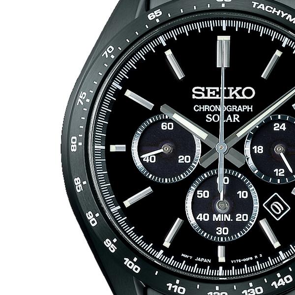 Seiko Selection S Series SBPY169 Men's Solar Chronograph Watch, Black
