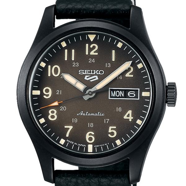 Seiko 5 Sports FIELD SPECIALIST STYLE SBSA121 Men's Mechanical Watch with Leather Band, Black