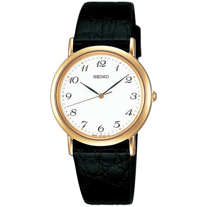Seiko Selection Spirit Pair SCDP030 Men's Quartz Watch with White Dial and Black Leather Strap