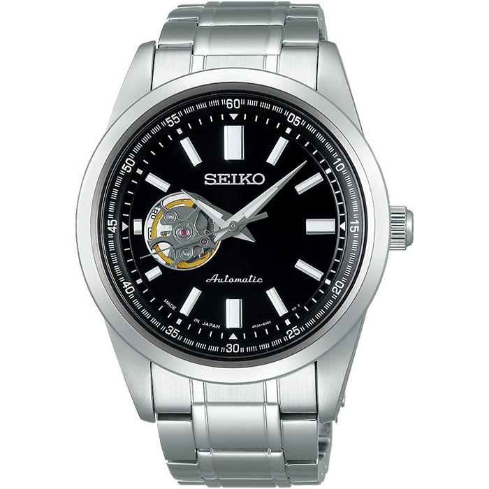 SEIKO Selection Mechanical SCVE053 JDM Automatic Open Heart Black Stainless Steel Men's Watch
