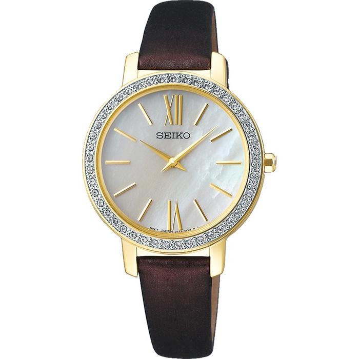 Seiko Selection nano・universe Women's Solar Watch with Leather Strap, White, STPR060