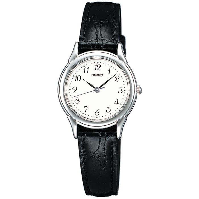 Seiko Selection Spirit Pair STTC005 Women's Quartz Watch with White Dial and Black Leather Strap