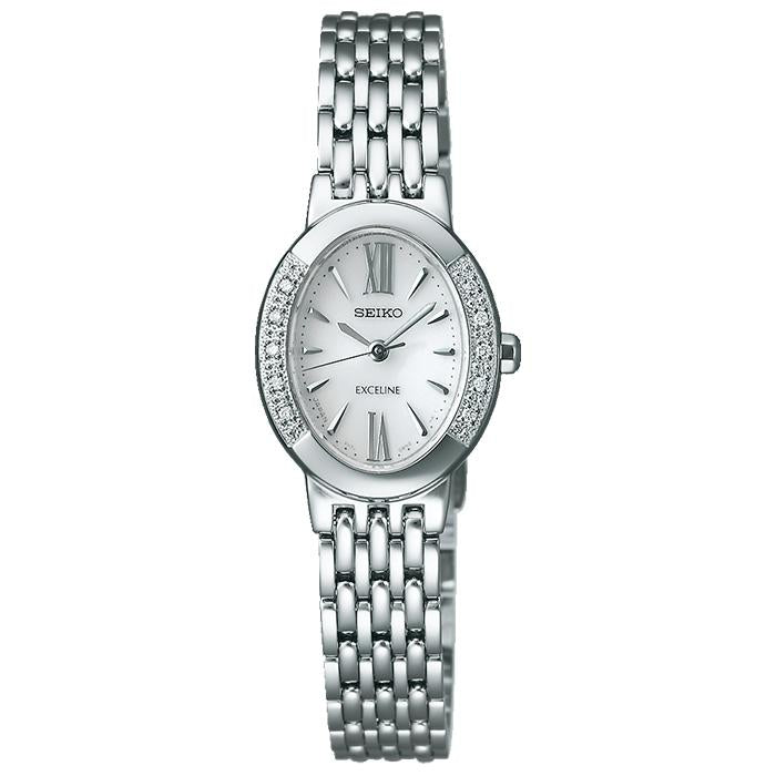 Seiko Dolce & Exceline SWCQ047 Women's Solar Watch with Metal Band and Diamond-Set Case, White