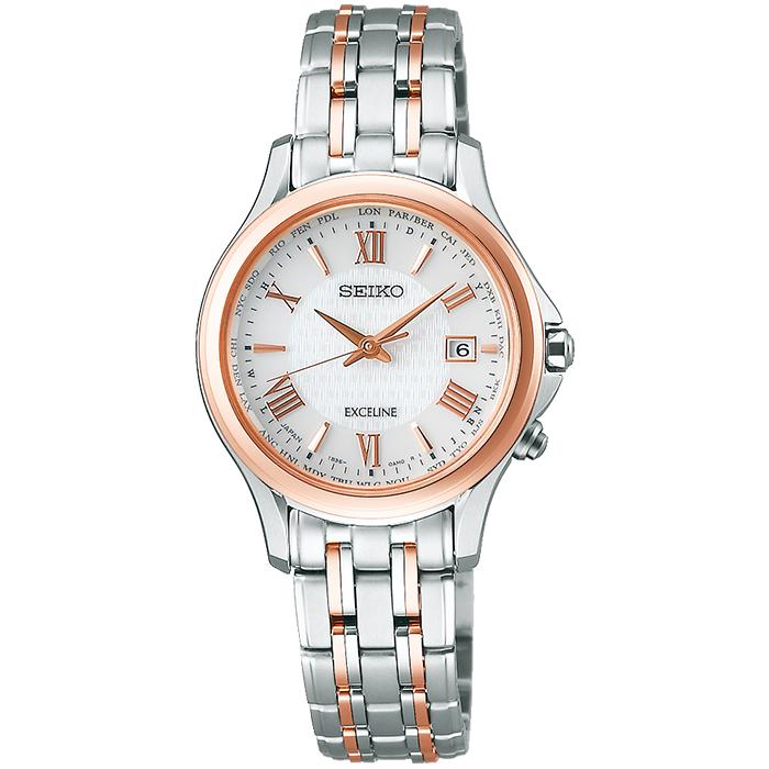Seiko Dolce & Exceline Pair Solar Radio-Controlled Watch SWCW162 Women's White/Pink Gold