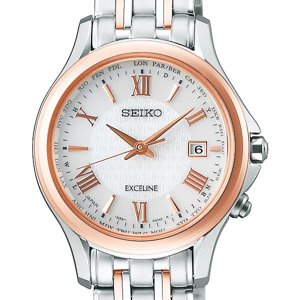Seiko Dolce & Exceline Pair Solar Radio-Controlled Watch SWCW162 Women's White/Pink Gold