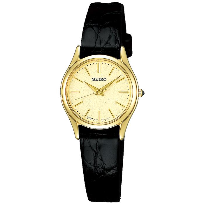 Seiko Dolce & Exceline Pair Quartz Watch SWDL160 Women's Leather Band Gold Black