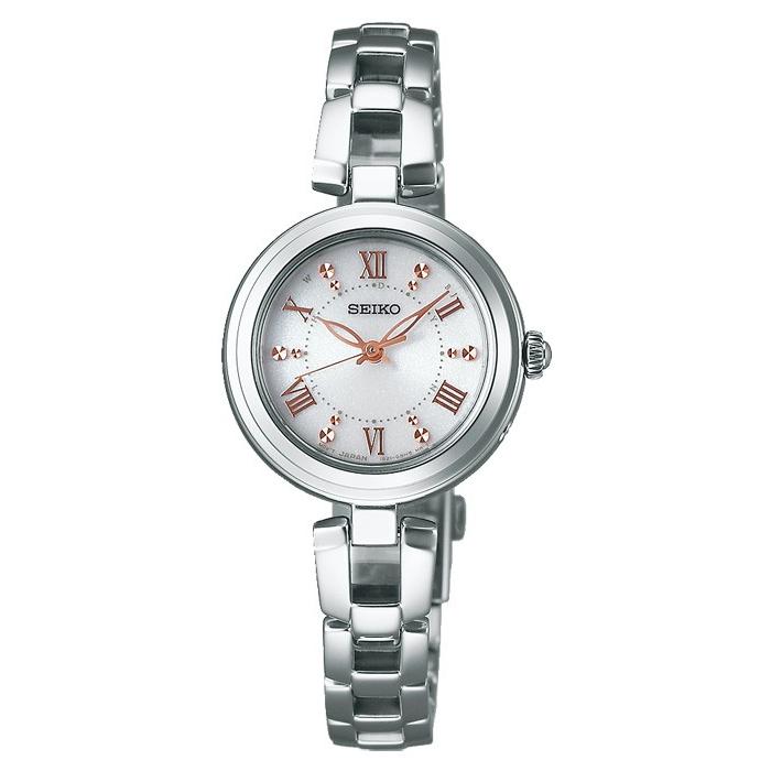 Seiko Selection Women's Watch, Solar, Radio-Controlled, Metal Strap, White, 10 ATM Water Resistance, SWFH089