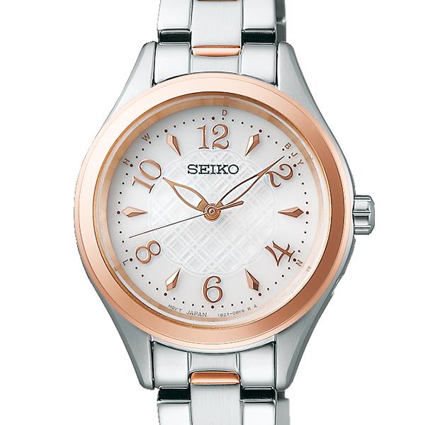Seiko Selection SWFH118 Women's Solar Radio-Controlled Watch with White Dial and Silver/Gold Metal Band