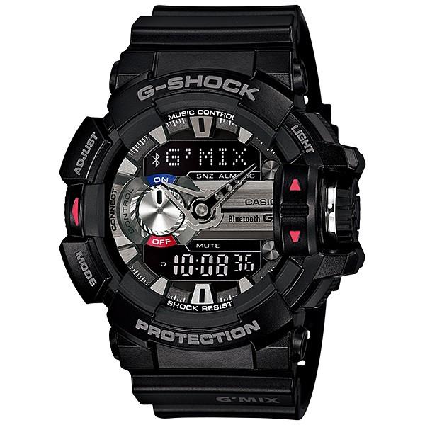 CASIO G‑SHOCK GBA‑400‑1AJF JDM G'MIX Bluetooth Music Control Rotary Switch Analog‑Digital Black Men's Watch