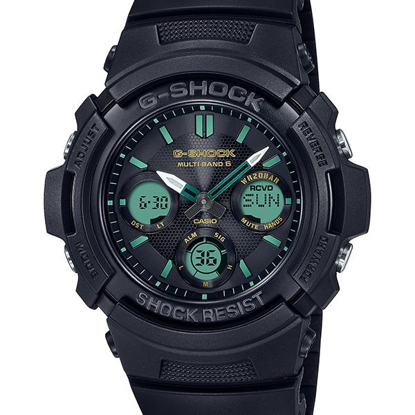 AWG-M100RC-1AJF G-SHOCK CASIO Radio-Controlled Solar Watch in Teal and Brown Color for Men