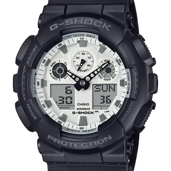 GA-100WD-1AJF G-SHOCK CASIO BLACK AND BRILLIANT WHITE Men's Watch