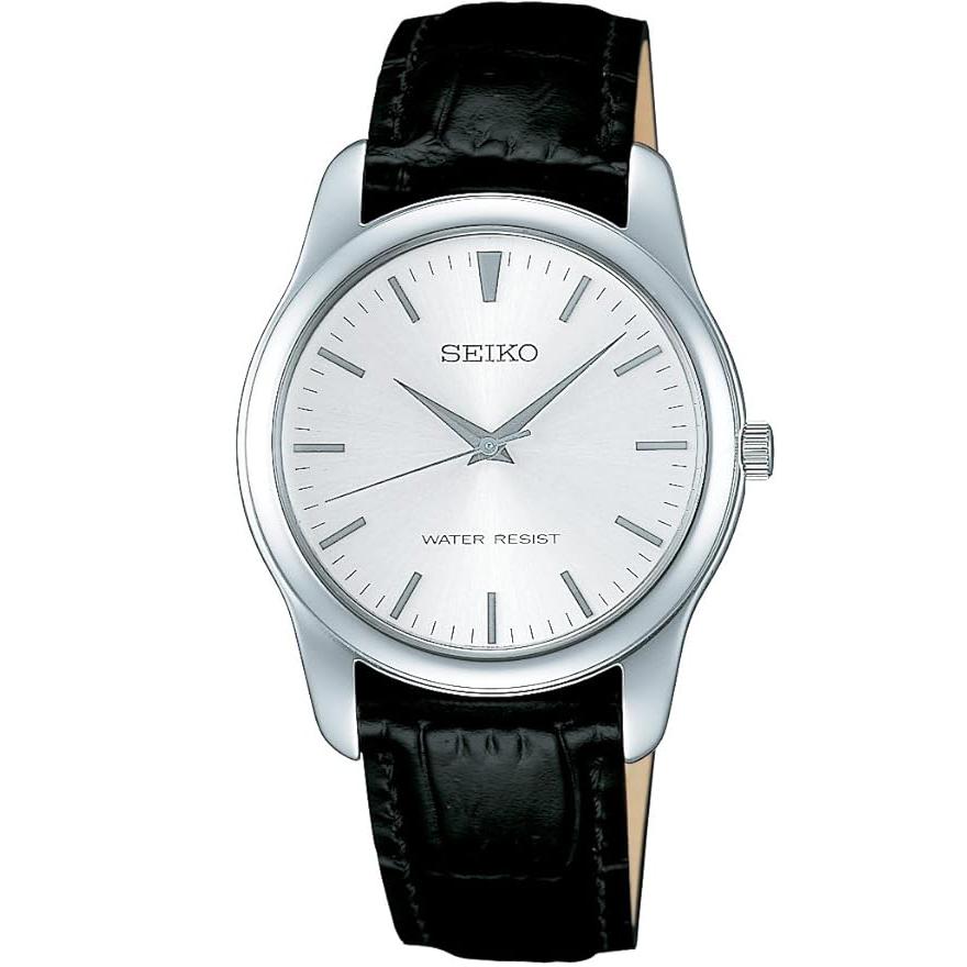 SEIKO Spirit SCXP031 JDM Quartz Dress Watch Stainless Steel White Dial Cowhide Leather Strap Men's Timepiece