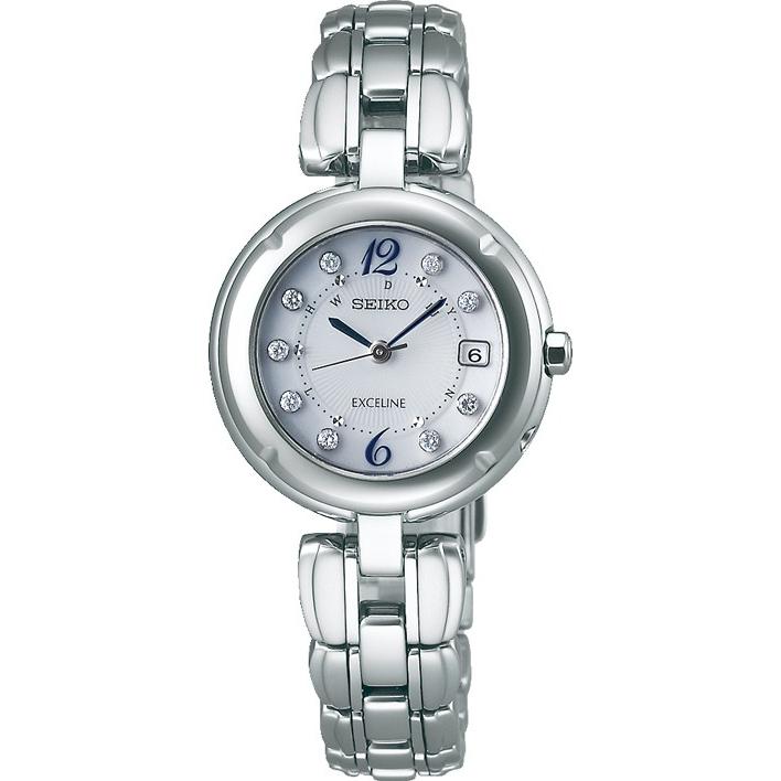 Montres - SEIKO - Exceline - SWCW121 - Femme - Montre radio solaire - Titane - Diamant inclus -
