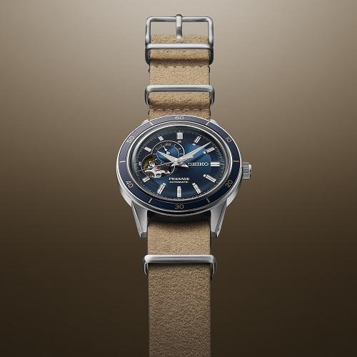 SARY213-Montre-Seiko-Automatique-Mécanique-Seiko-Presage-Style Années 60-Cœur Ouvert-