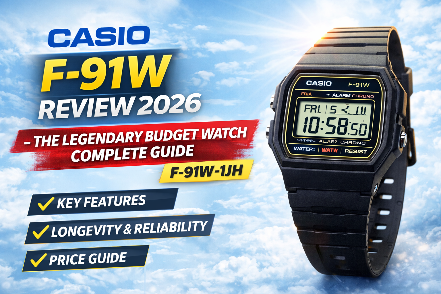 Casio F-91W Review 2026: The Legendary Budget Watch Complete Guide | F-91W-1JH
