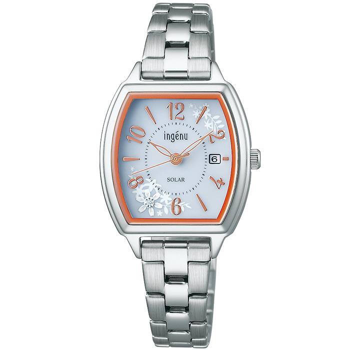 Alba Angenie Diamond Lily AHJD437 Women's Solar Tonneau Watch with White Dial and Metal Band