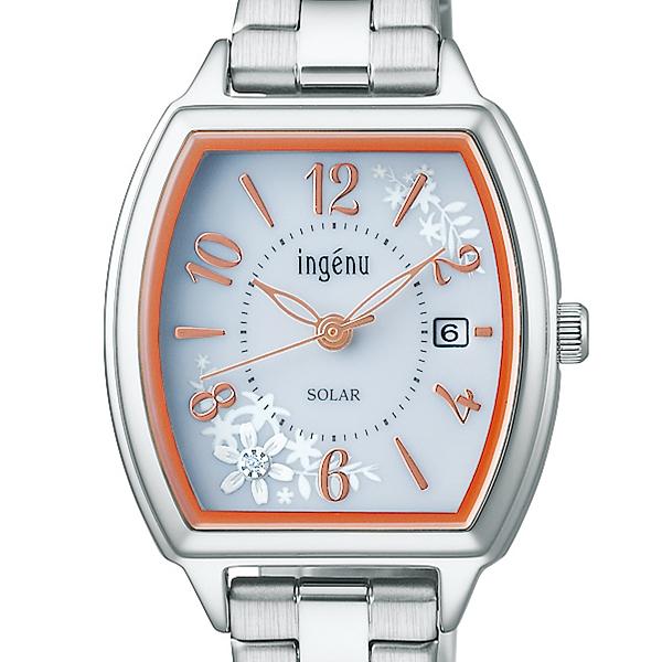 Alba Angenie Diamond Lily AHJD437 Women's Solar Tonneau Watch with White Dial and Metal Band