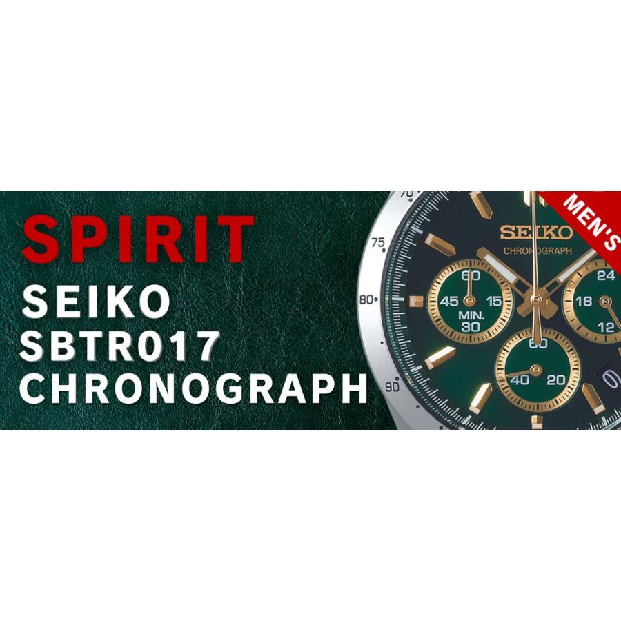 SEIKO Spirit SBTR017 Chronograph Quartz Men's Watch Green Dial Leather Strap Stainless Steel 100m Water Resistant