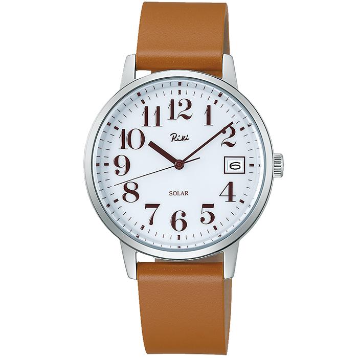 Alba Riki Standard Solar Model AKPD402 Men's and Women's Watch with White Dial and Leather Strap