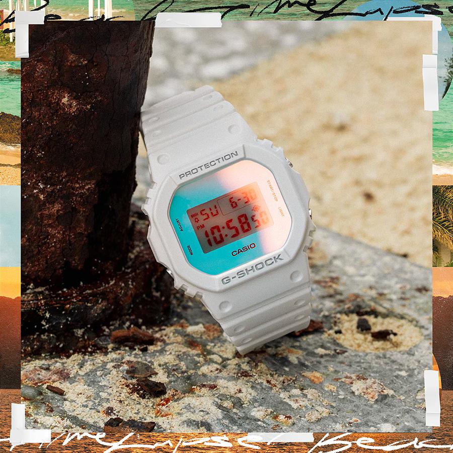 CASIO G-SHOCK DW-5600TL-7JF Beach Time Lapse White JDM Digital Square Men's Watch